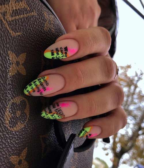 Neon French manicure