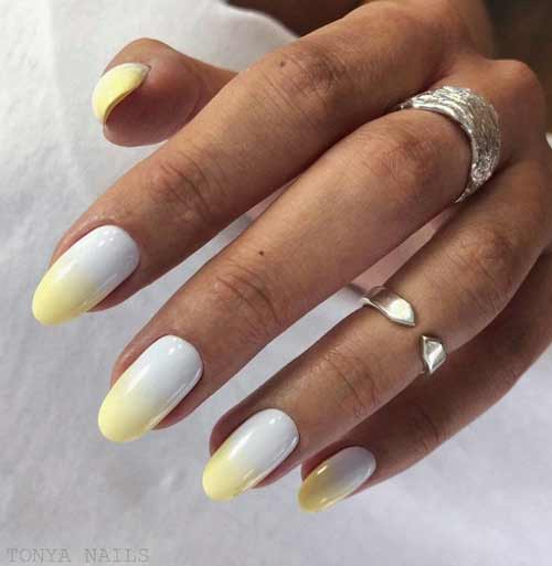 Manucure blanche et jaune