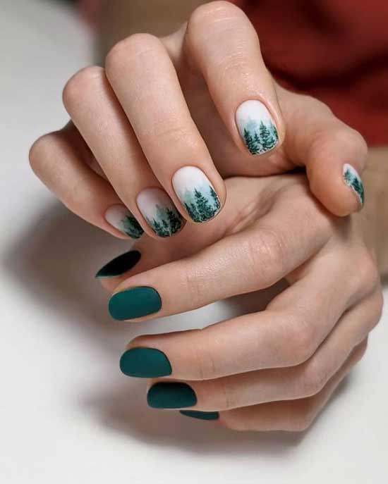 Green manicure design different hands