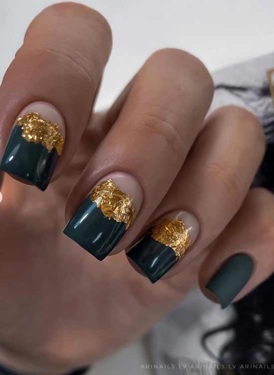 Green with gold foil