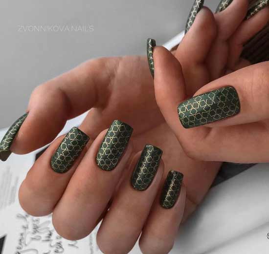 Green manicure and stamping