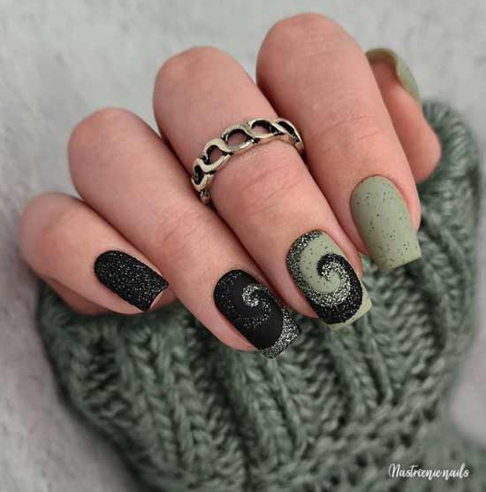 Conception d'ongles de Noël vert