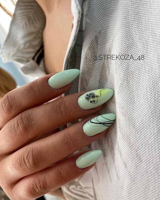 Delicate green manicure