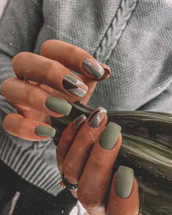 Green matte light manicure