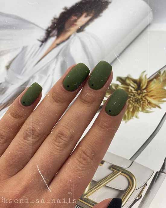 Drawings minimalism on green nails