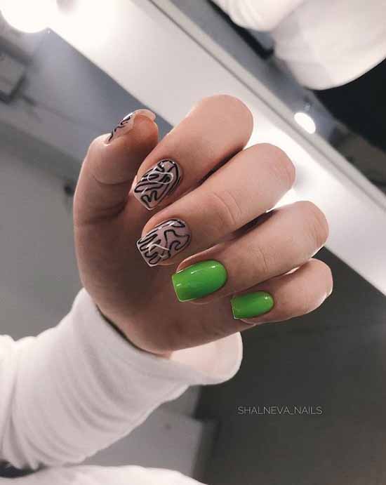 Green manicure 2021: photo of new items with the best nail designs