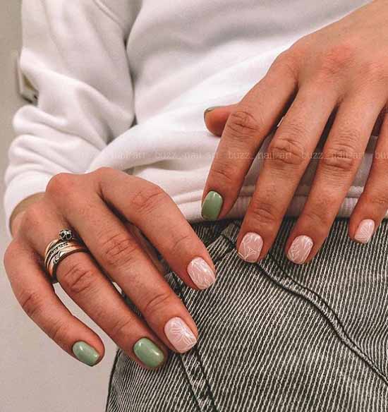 Green manicure 2021: photo of new items with the best nail designs