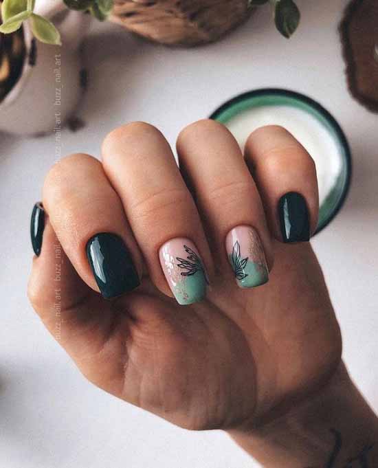 Green manicure 2021: photo of new items with the best nail designs