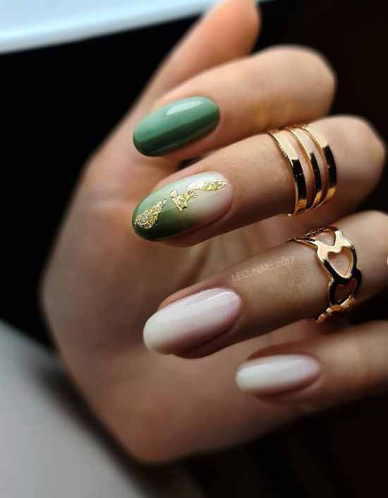 Photo of manicure in green tones