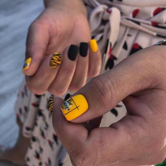 Black and yellow manicure