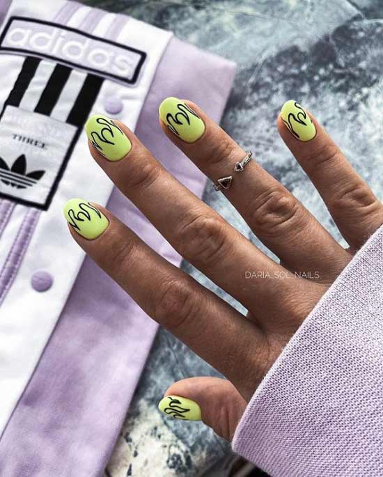 Yellow matte neon manicure