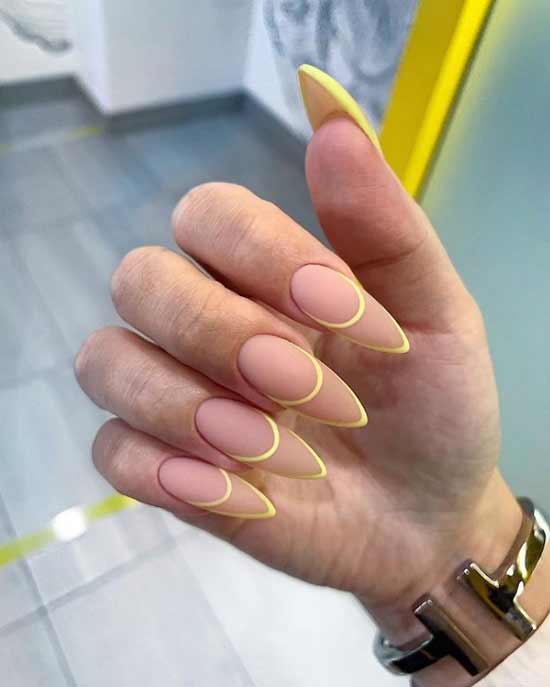 Yellow double french manicure