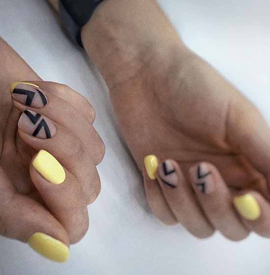 Black with yellow nail art