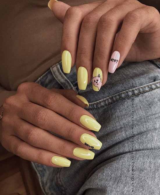 Yellow manicure 2021: photo with the most fashionable design