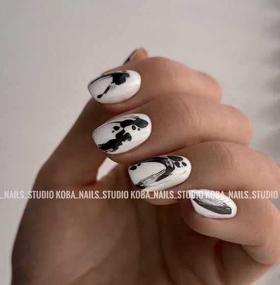 Manucure noir et blanc 2021: photo, top design des ongles