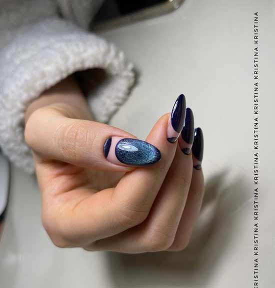 Blue moon manicure design cat