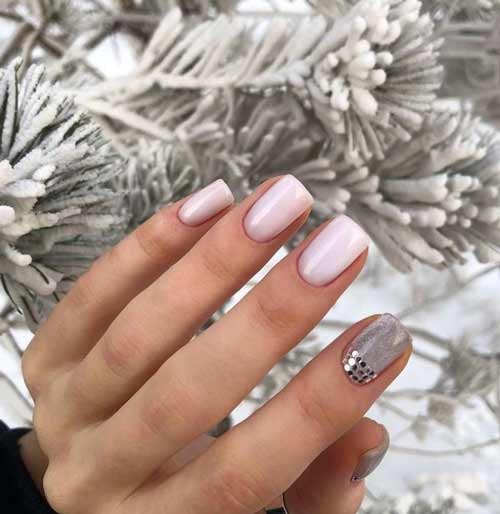 Pink gray manicure design for the new year