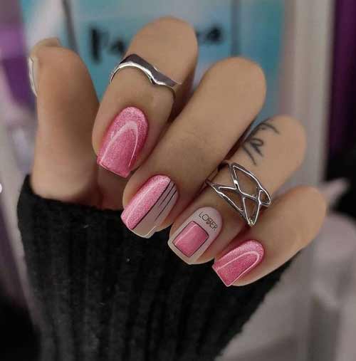 Pink cat eye manicure