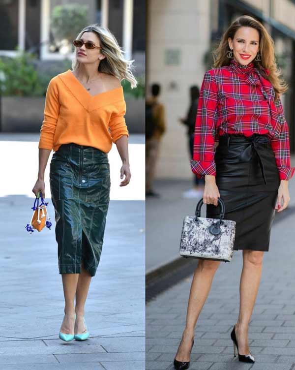 Fashionable leather skirts spring-summer