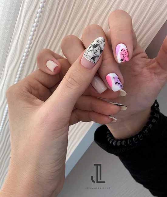 Marble manicure 2021: the most beautiful design, photo