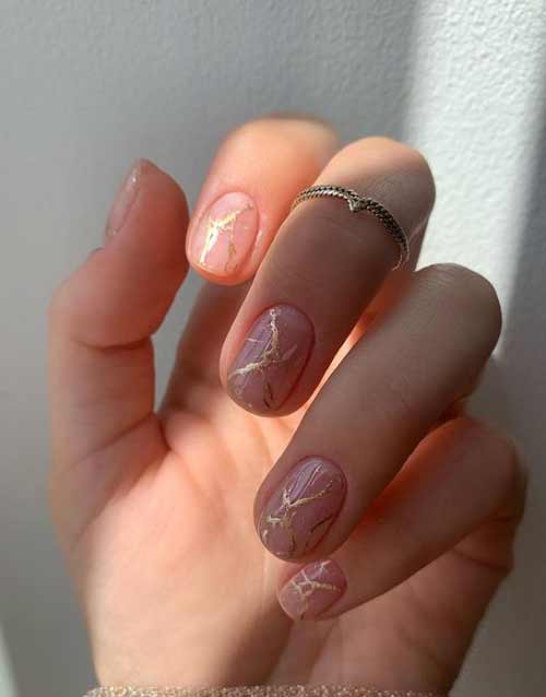 Manicure texture on transparent varnish