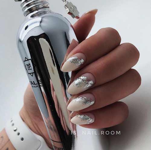 Transparent manicure for long nails