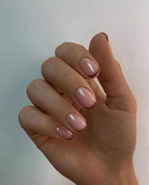 Thin French manicure on a transparent base