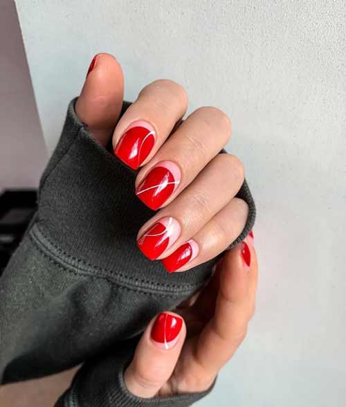 Red manicure negative space