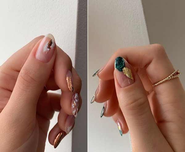 Transparent manicure with design