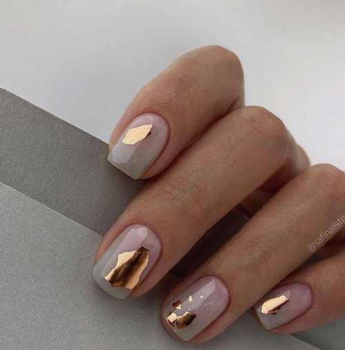 Transparent manicure with foil