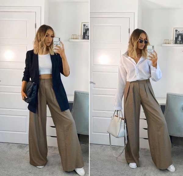 How to wear wide leg long pants