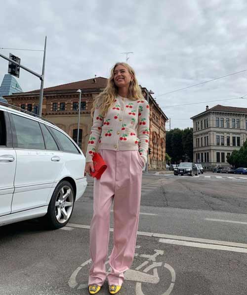 Light pink wide leg pants