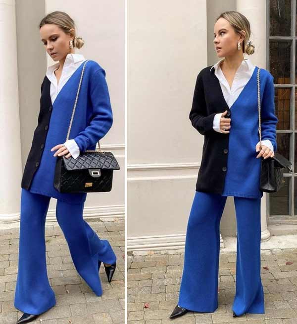 Wide leg pants with a blouse