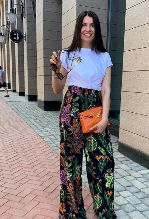 Printed wide leg palazzo trousers