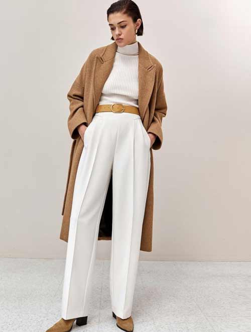 White wide leg dress pants