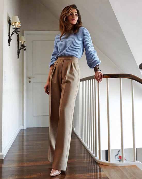 Wide leg pants 2021: what to wear, photos, ideas for looks