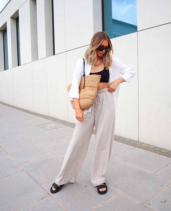 Wide leg pants 2021: what to wear, photos, ideas for looks