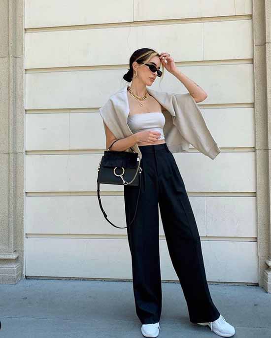 Wide leg pants 2021: what to wear, photos, ideas for looks