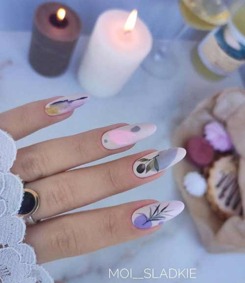 Delicate spring manicure long nails