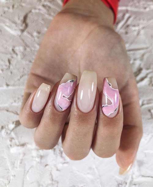 Beige and pink manicure