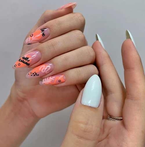 Fashionable spring manicure for long nails