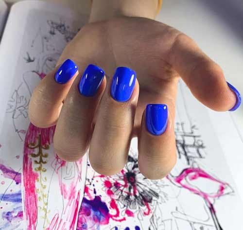 Bright blue manicure