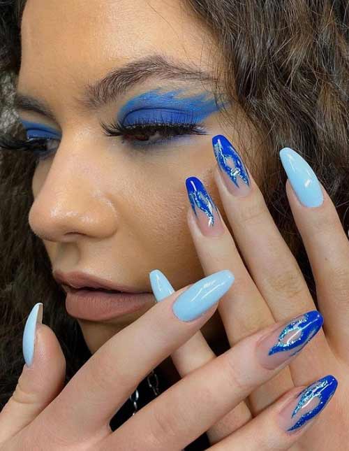 Blue with blue manicure