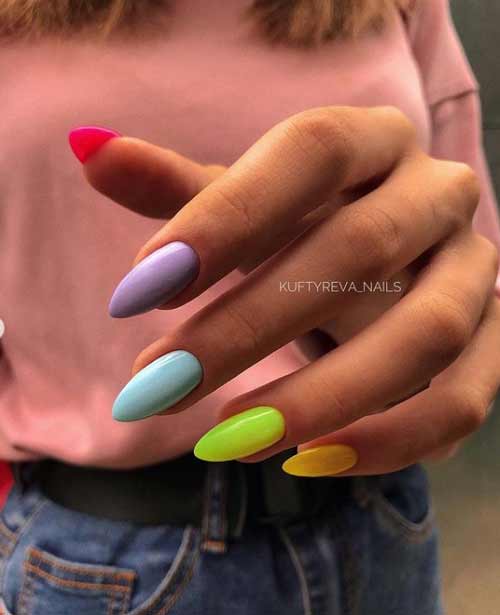 Multicolored manicure with blue