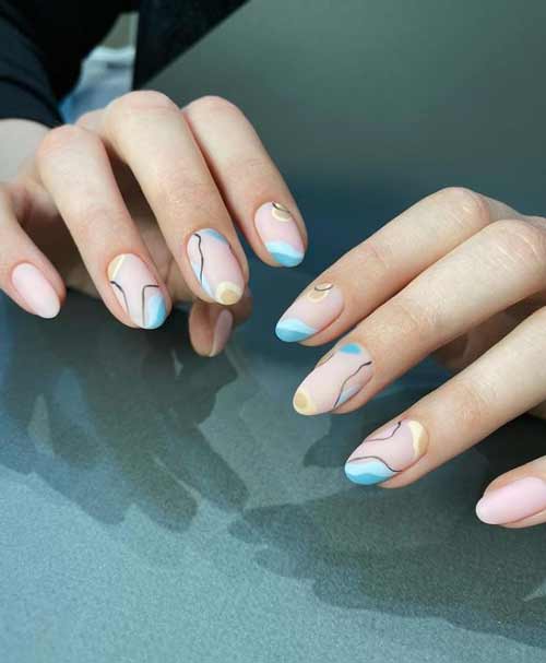 Korean style blue manicure