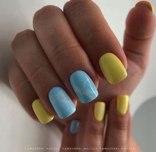 Conception d'ongles bleu printemps