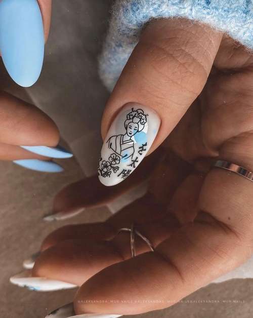 Blue Manicure 2021: Tendances des dessins d'ongles dans les tons bleus