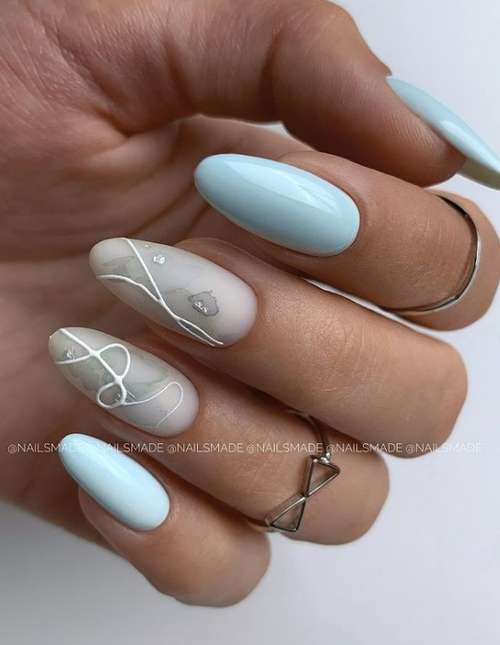 Blue Manicure 2021: Tendances des dessins d'ongles dans les tons bleus