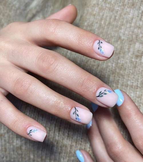 Delicate blue manicure