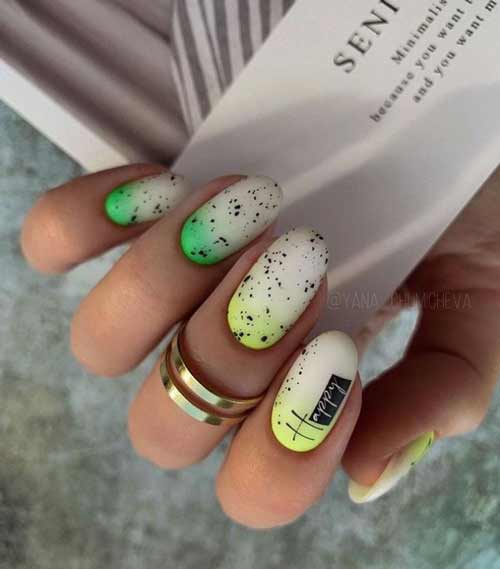 Dégradé jaune-vert sur les ongles